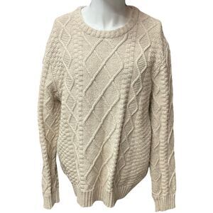Goodfellow & Co Men's Cable Knit‎ Crew Neck Pullover Sweater Cream Ivory Cozy